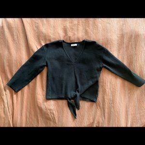Black Madewell Texture & Thread Tie Front Top
